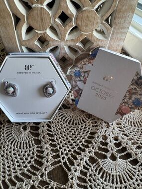 Opal Heart Drop Earrings - October Birthstone Collection